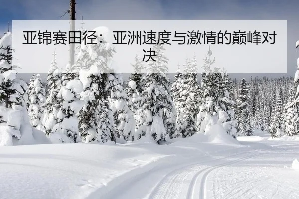 亚锦赛田径：亚洲速度与激情的巅峰对决